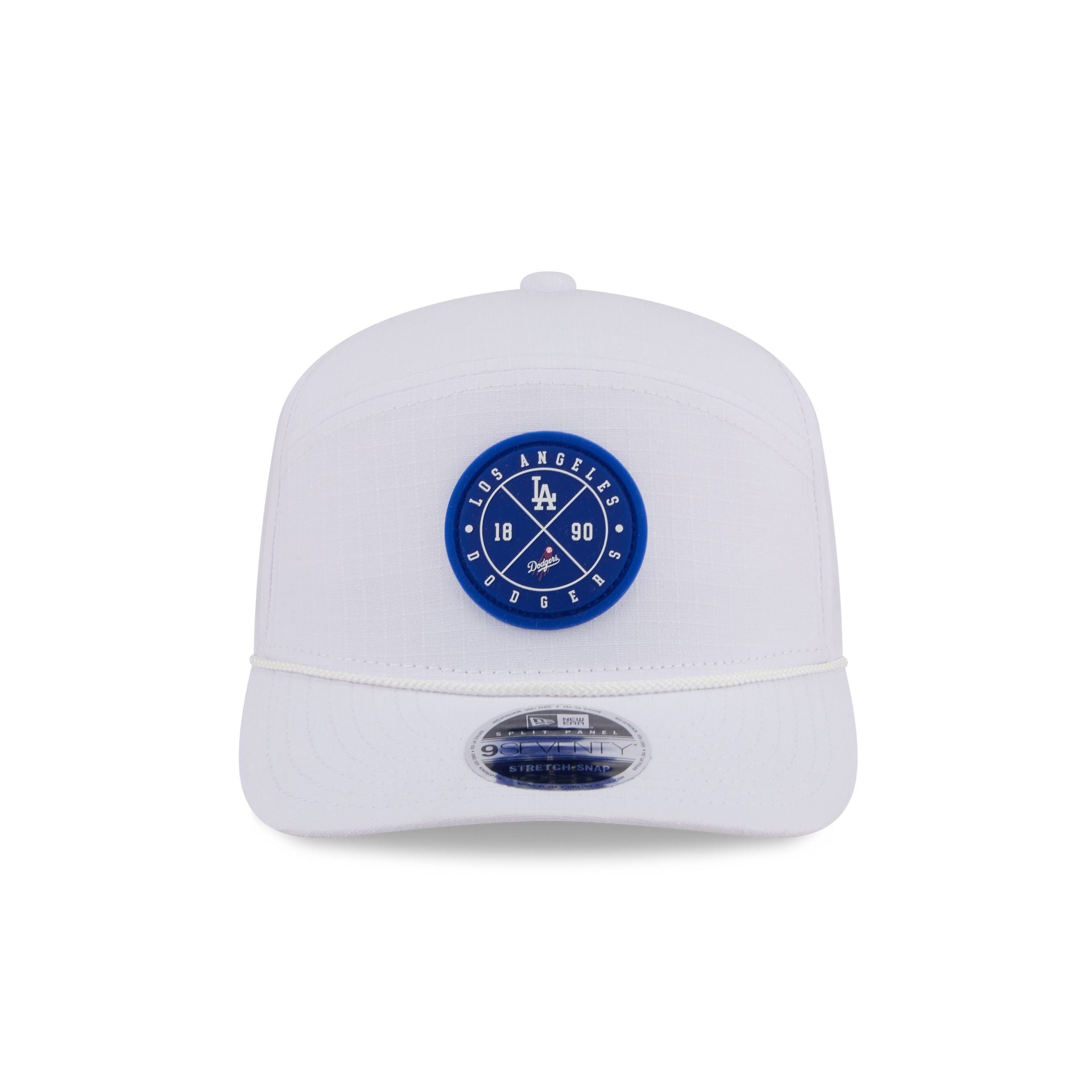 Los Angeles Dodgers Circle Logo White Split Panel 9SEVENTY Stretch-Snap Hat