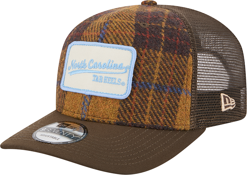 North Carolina Tar Heels Wool Plaid 9SEVENTY Trucker Hat