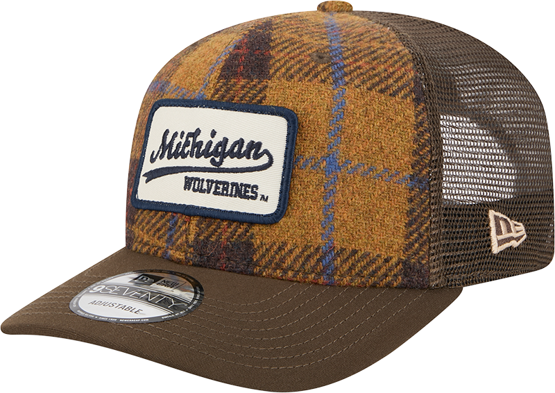 Michigan Wolverines Wool Plaid 9SEVENTY Trucker Hat