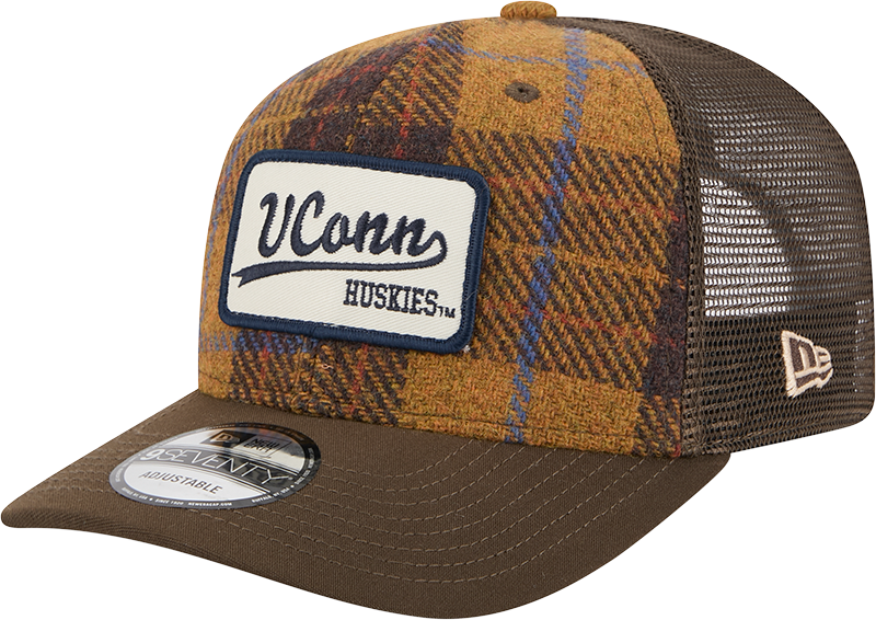 Connecticut Huskies Wool Plaid 9SEVENTY Trucker Hat