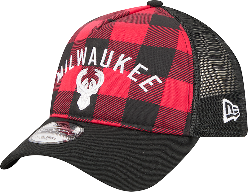 Milwaukee Bucks Evergreen Check 9FORTY A-Frame Trucker Hat