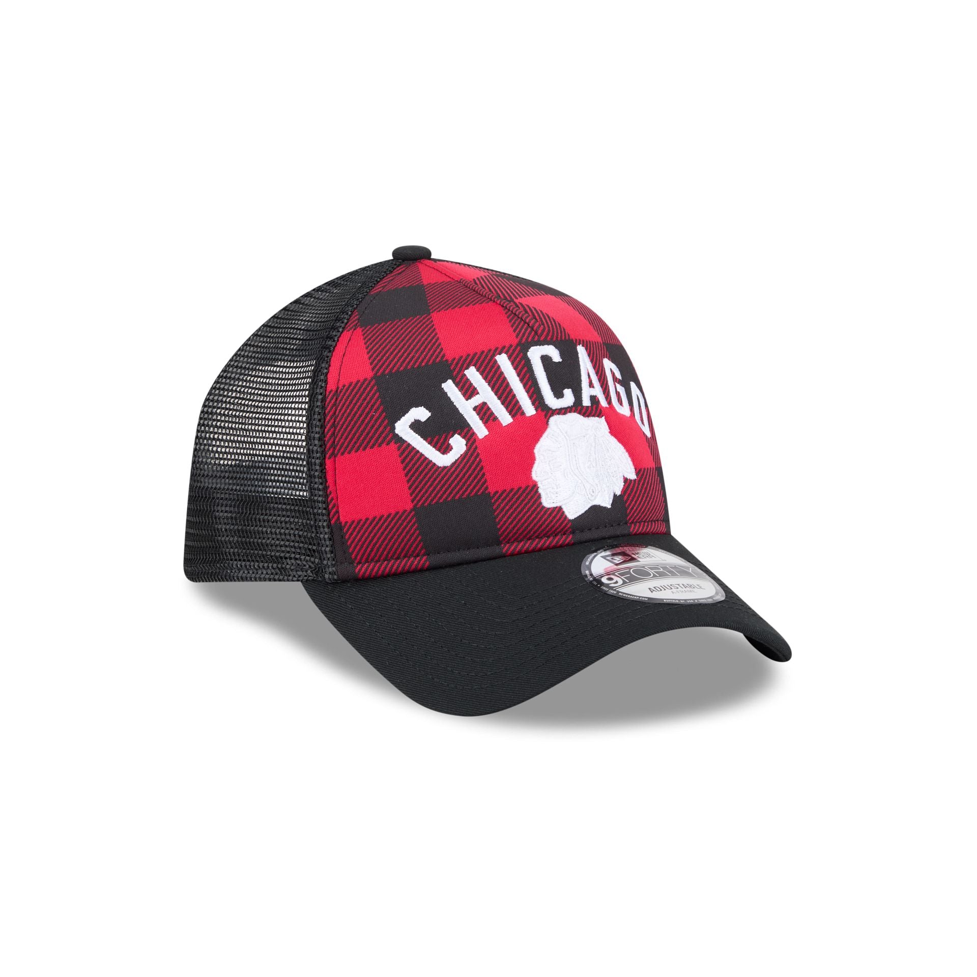 Chicago Blackhawks Evergreen Check 9FORTY A-Frame Trucker Hat