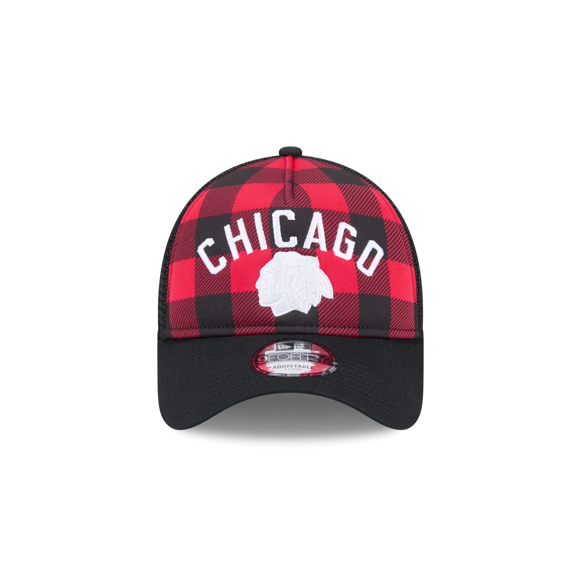 Chicago Blackhawks Evergreen Check 9FORTY A-Frame Trucker Hat