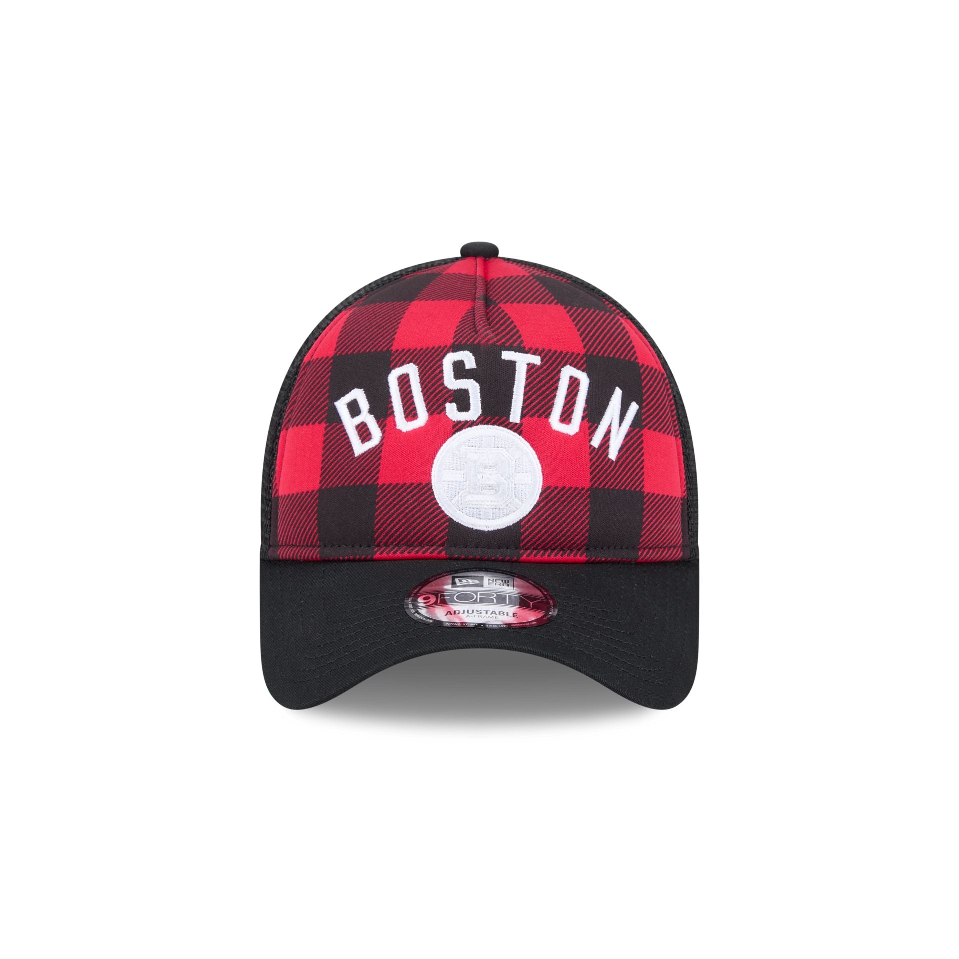 Boston Bruins Evergreen Check 9FORTY A-Frame Trucker Hat