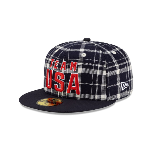 Team USA Navy Plaid 59FIFTY Fitted Hat - New Era Cap