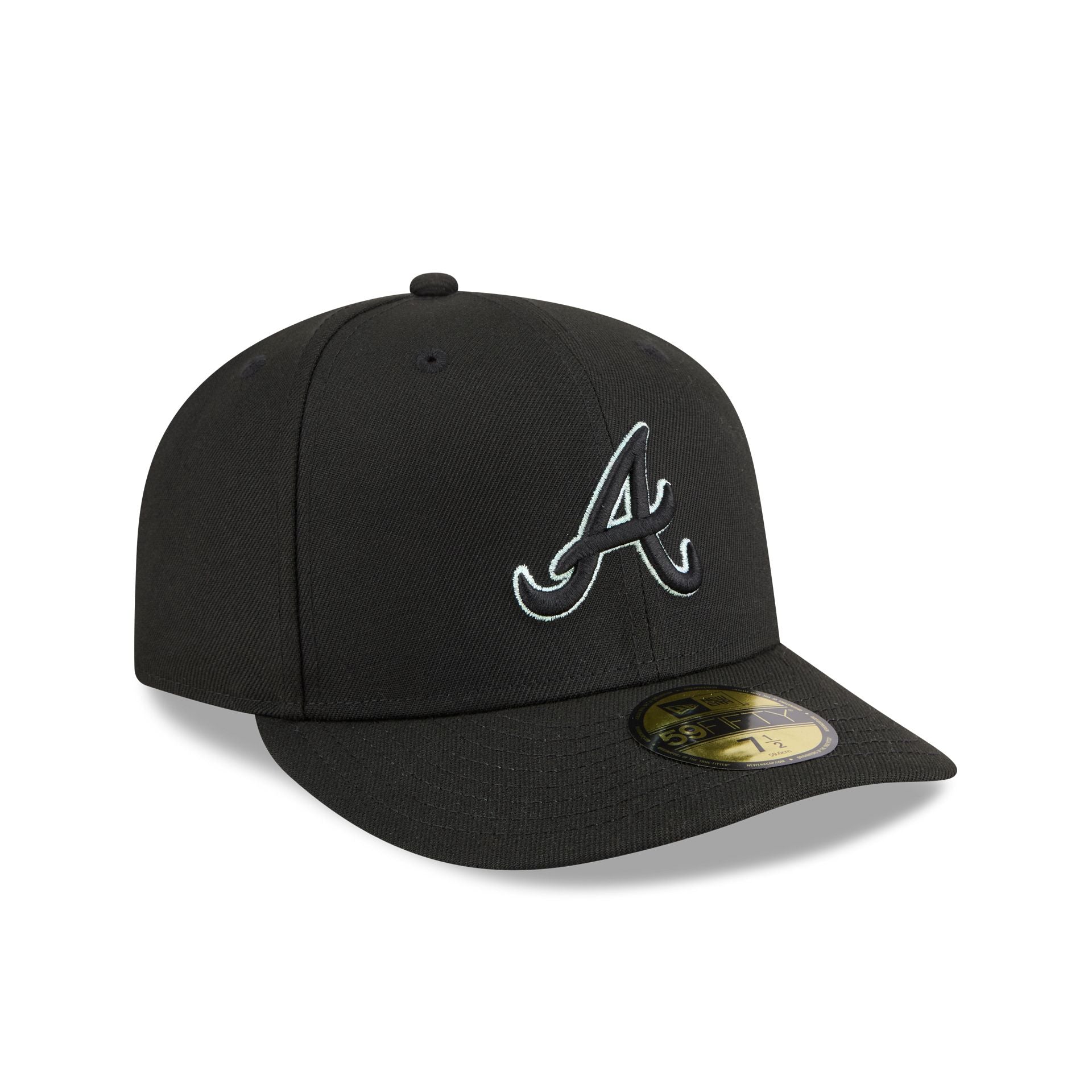 Atlanta Braves Black Pre-Curve 59FIFTY Fitted Hat