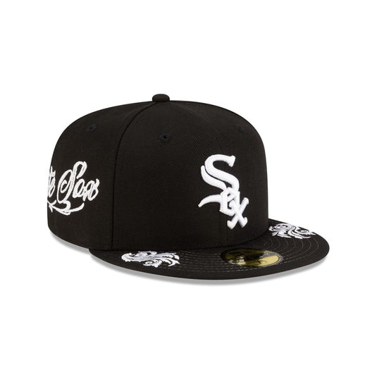 Chicago White Sox Script Black and White 59FIFTY Fitted Hat - New Era Cap