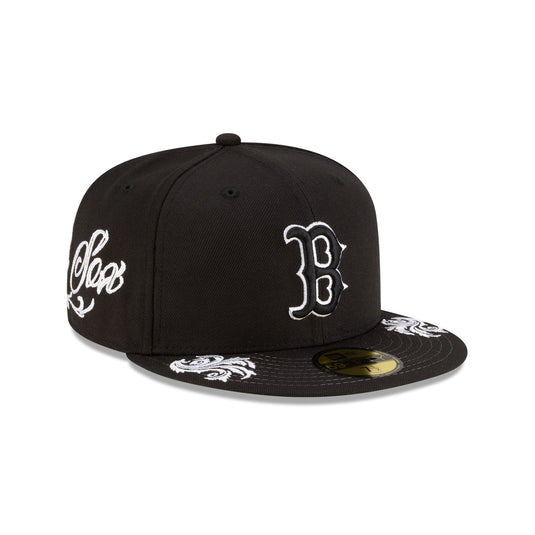 Boston Red Sox Script Black and White 59FIFTY Fitted Hat - New Era Cap