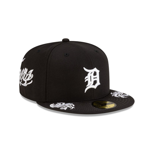 Detroit Tigers Script Black and White 59FIFTY Fitted Hat - New Era Cap