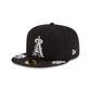 Los Angeles Angels Script Black and White 59FIFTY Fitted Hat