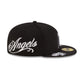 Los Angeles Angels Script Black and White 59FIFTY Fitted Hat