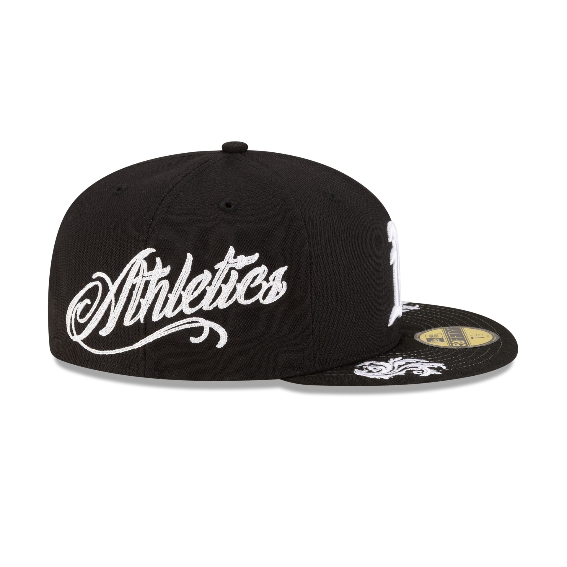 Athletics Script Black and White 59FIFTY Fitted Hat