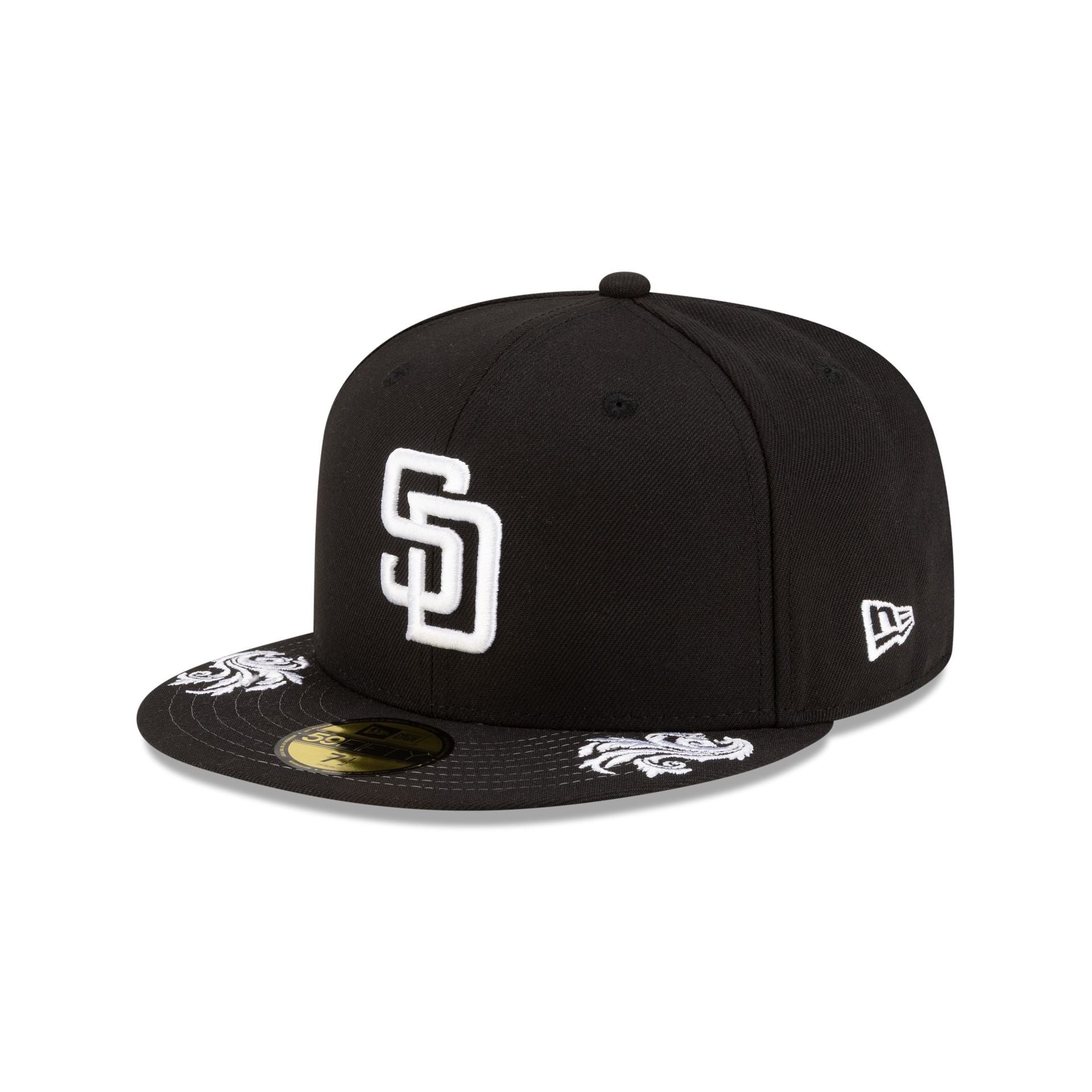 San Diego Padres Script Black and White 59FIFTY Fitted Hat