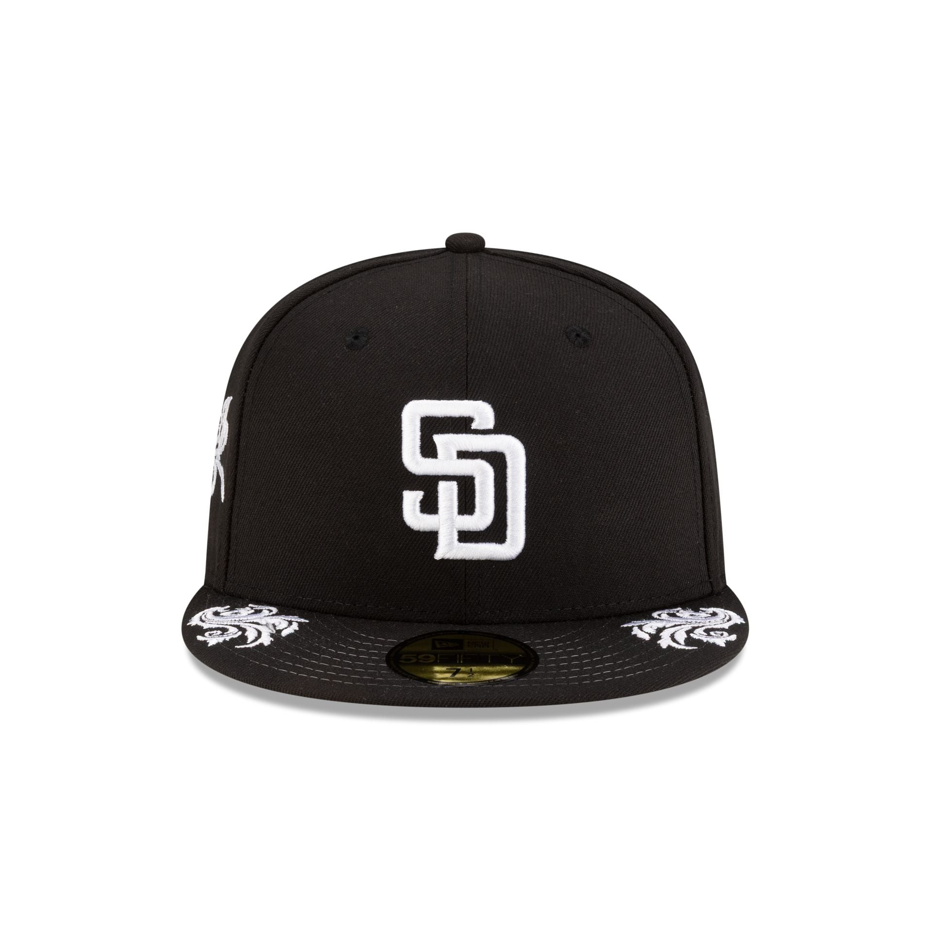 San Diego Padres Script Black and White 59FIFTY Fitted Hat
