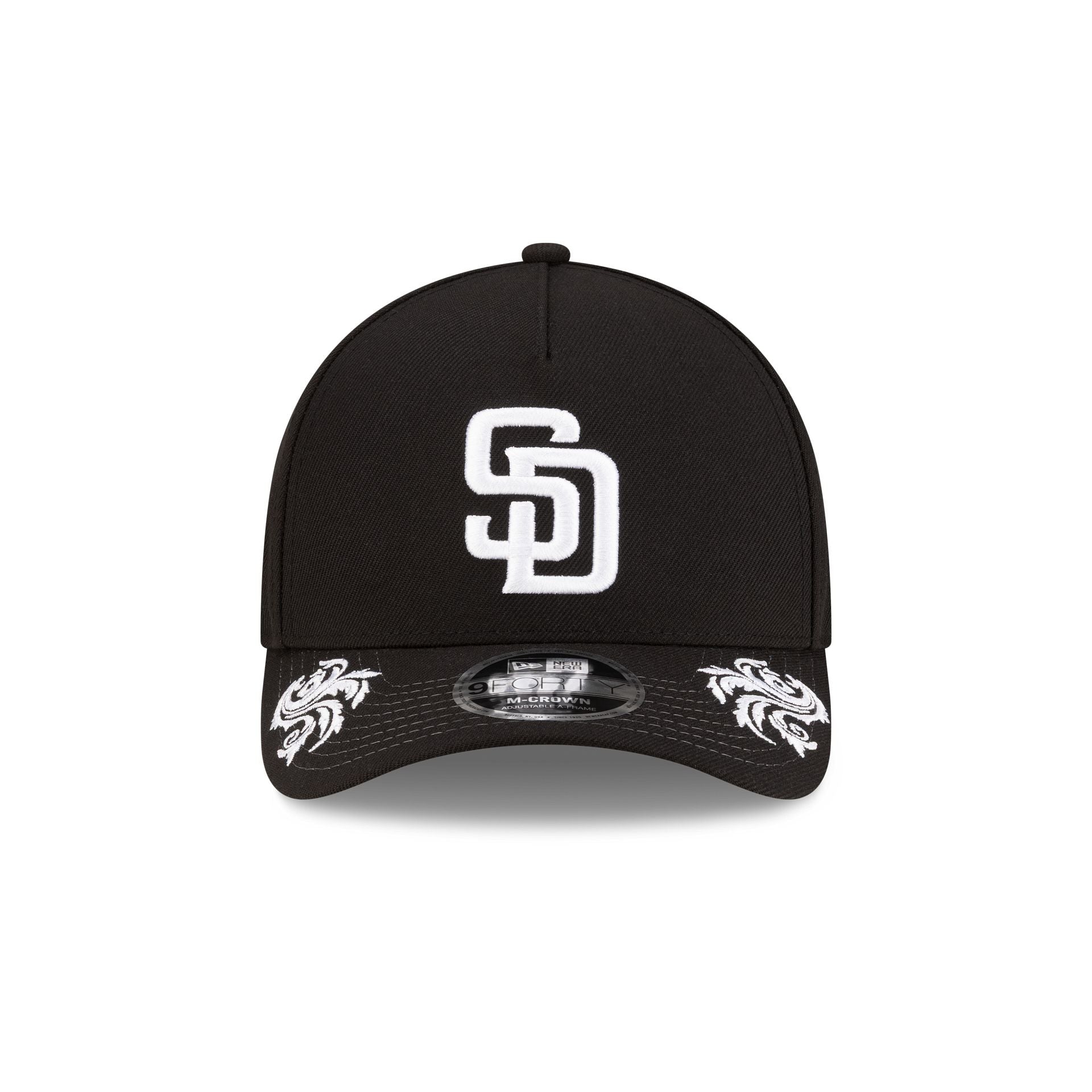San Diego Padres Script Black and White 9FORTY M-Crown A-Frame Snapback Hat