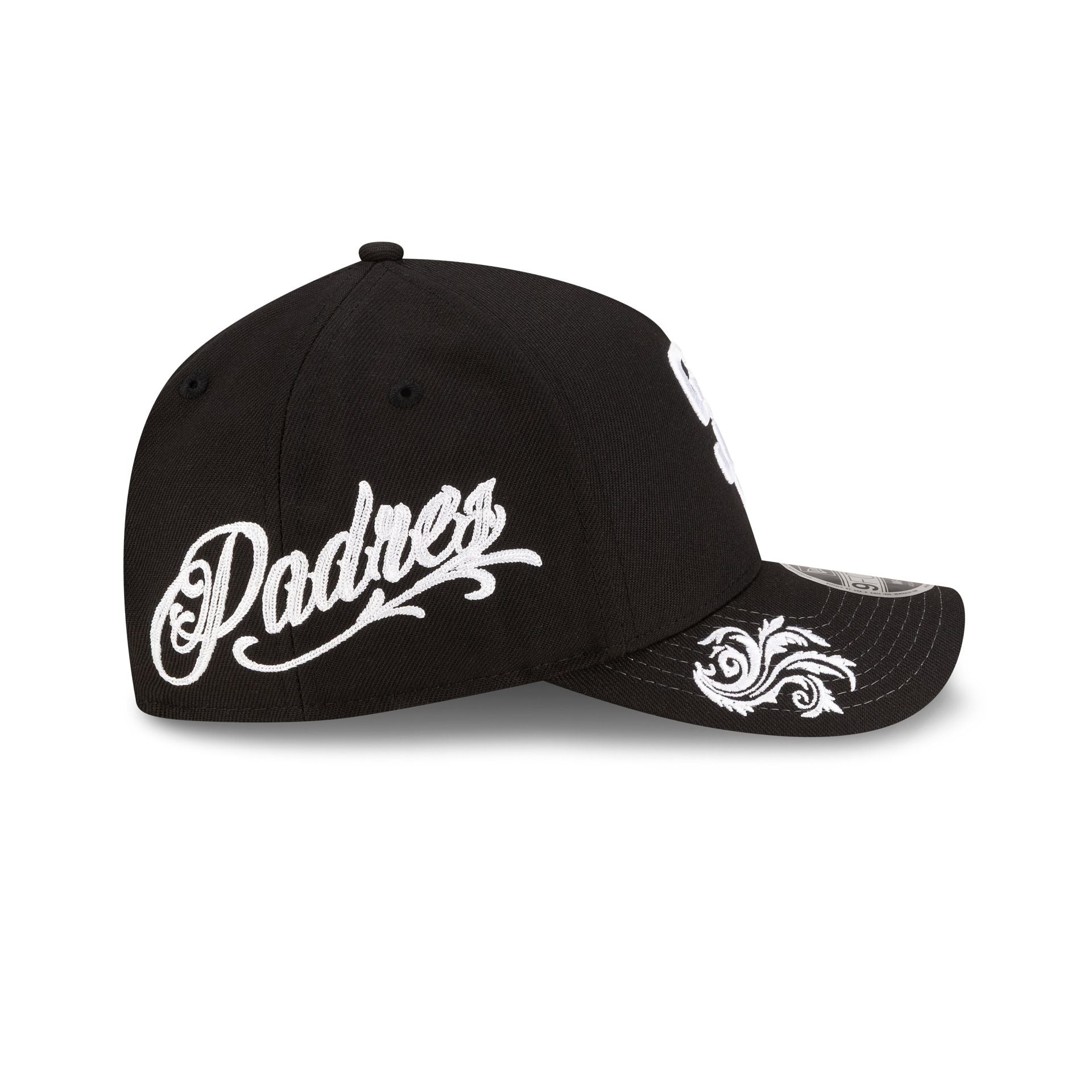 San Diego Padres Script Black and White 9FORTY M-Crown A-Frame Snapback Hat