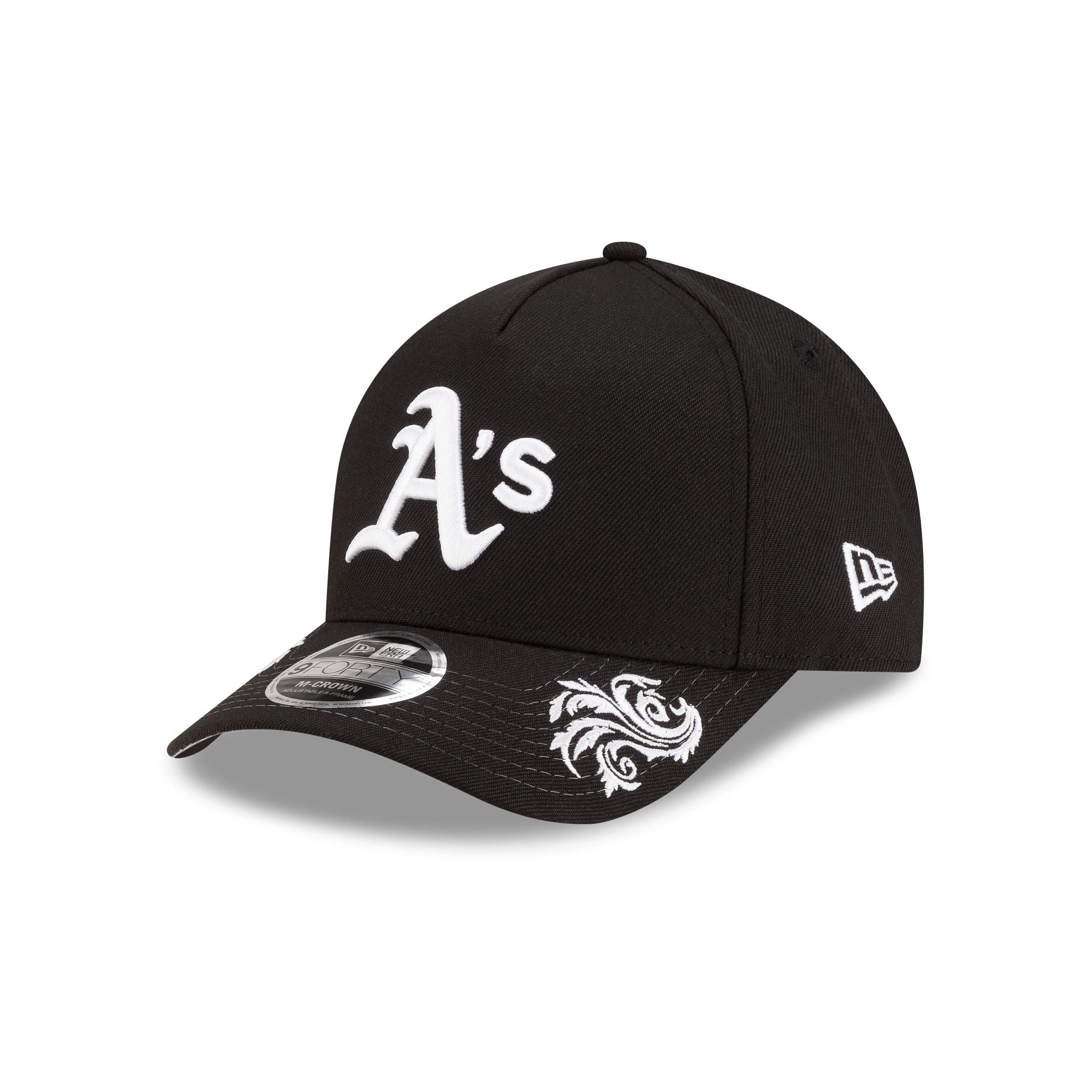 Athletics Script Black and White 9FORTY M-Crown A-Frame Snapback Hat