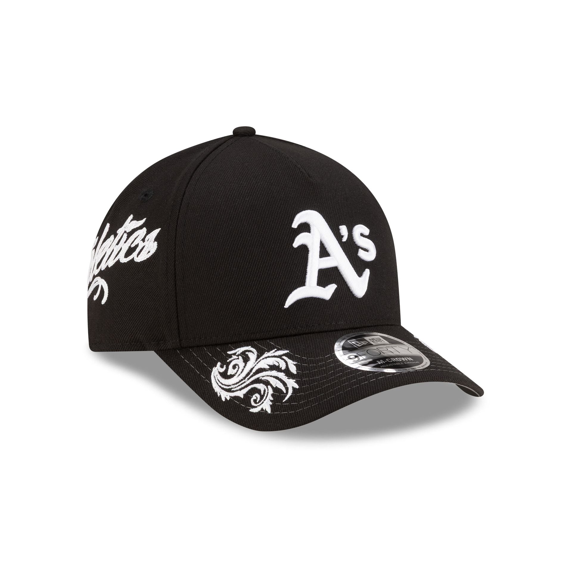 Athletics Script Black and White 9FORTY M-Crown A-Frame Snapback Hat