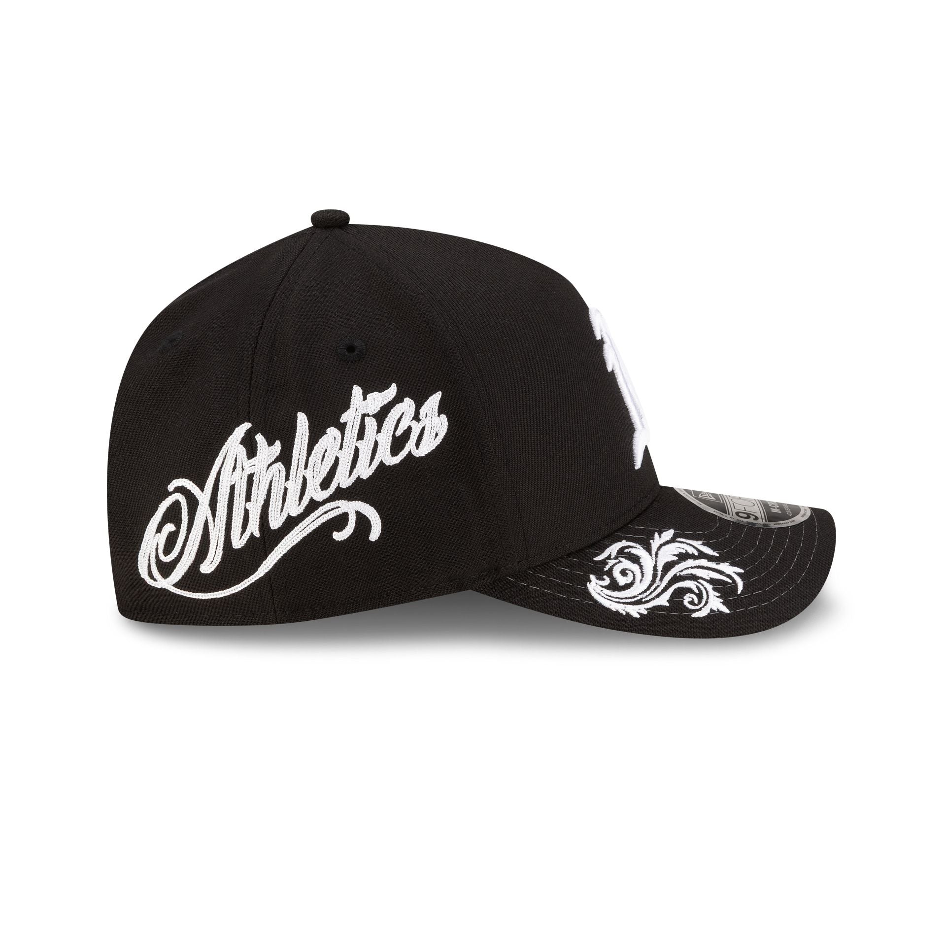 Athletics Script Black and White 9FORTY M-Crown A-Frame Snapback Hat