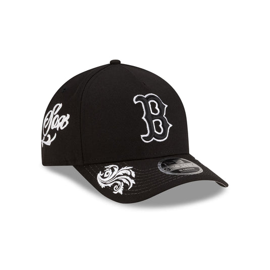 Boston Red Sox Script Black and White 9FORTY M-Crown A-Frame Snapback Hat - New Era Cap
