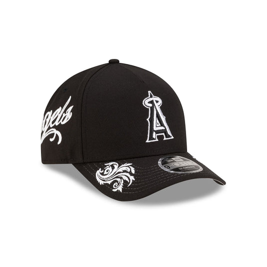 Los Angeles Angels Script Black and White 9FORTY M-Crown A-Frame Snapback Hat - New Era Cap