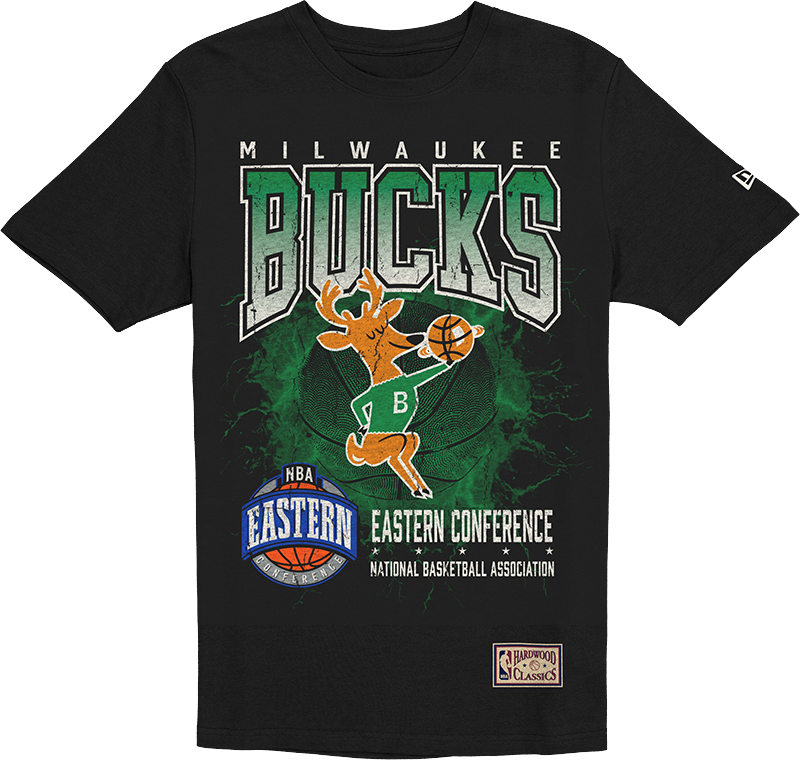 Milwaukee Bucks 1968-1992 Hardwood Classics Black T-Shirt