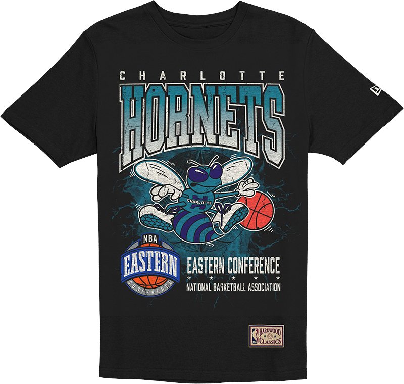 Charlotte Hornets 1988-2002 Hardwood Classics Black T-Shirt