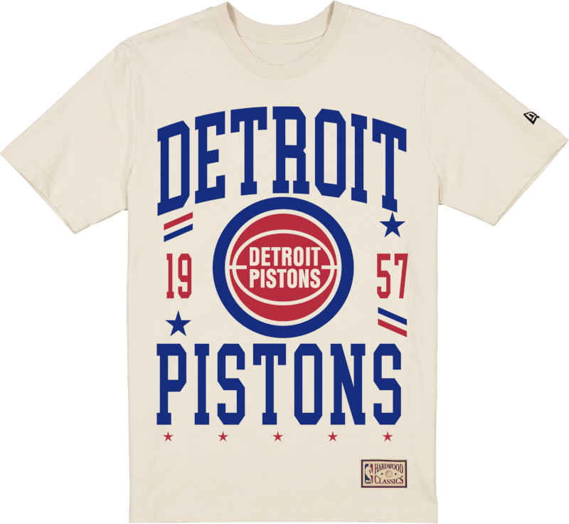 Detroit Pistons 1978-1995 Hardwood Classics Chrome White T-Shirt