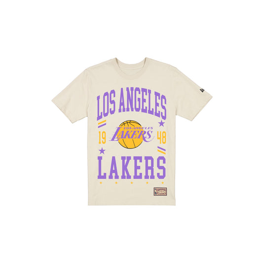 Los Angeles Lakers 1976-2000 Hardwood Classics Chrome White T-Shirt - New Era Cap