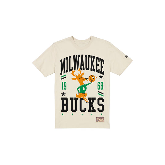 Milwaukee Bucks 1968-1992 Hardwood Classics Chrome White T-Shirt - New Era Cap