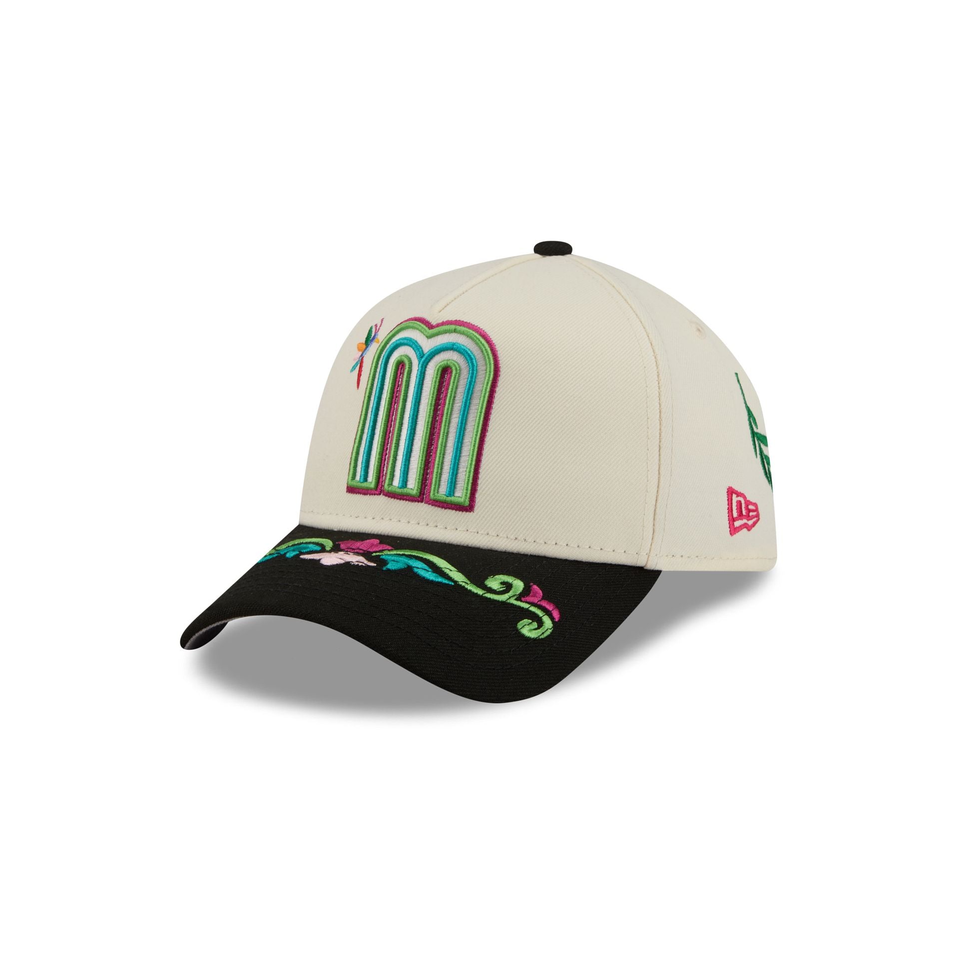 Mexico Latin Embroidery Chrome 9FORTY A-Frame Snapback Hat