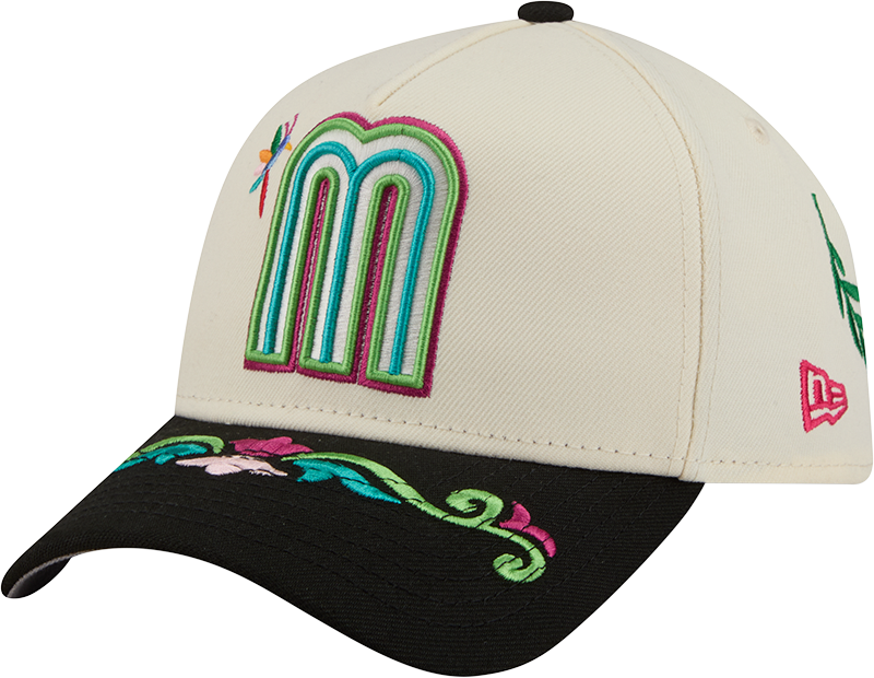 Mexico Latin Embroidery Chrome 9FORTY A-Frame Snapback Hat