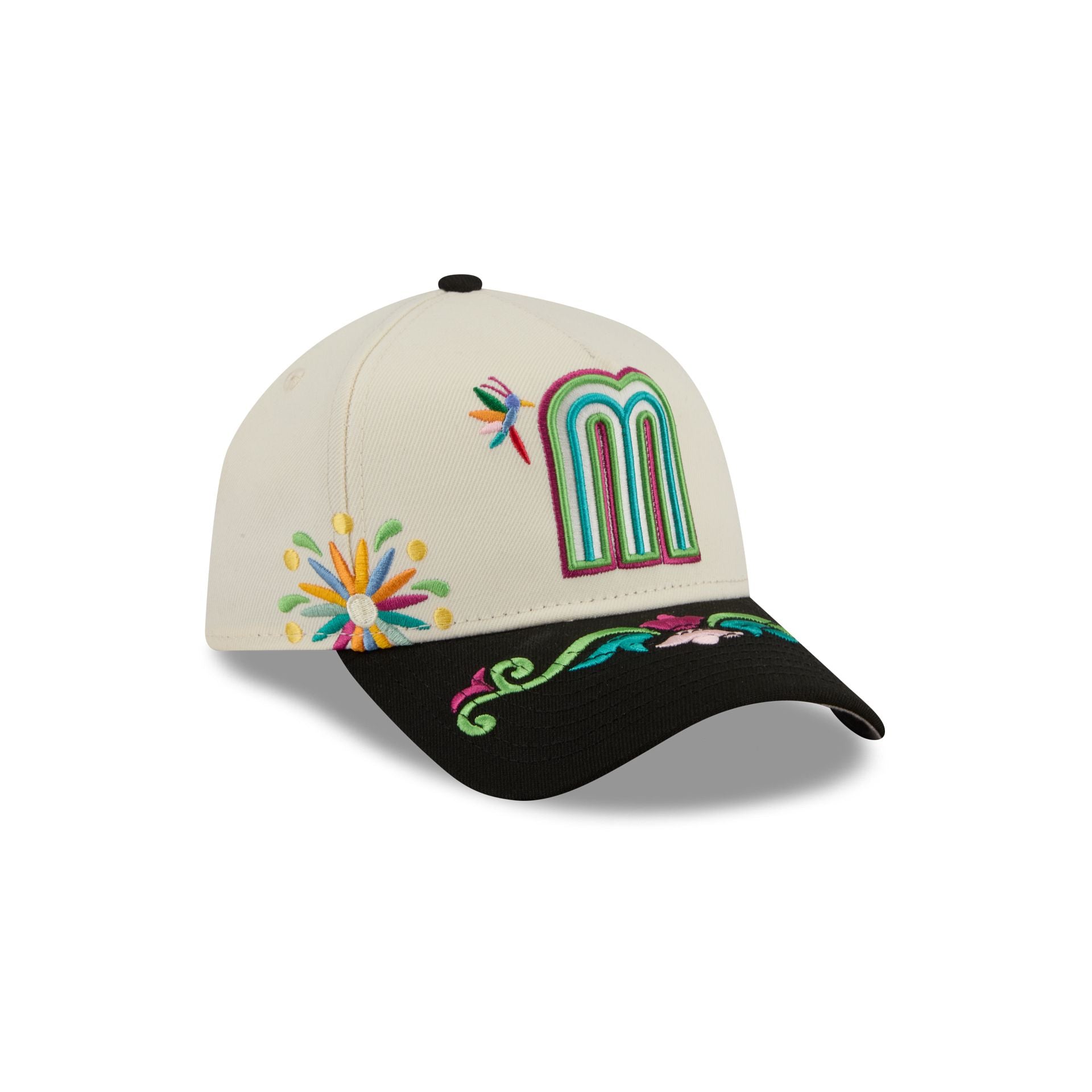 Mexico Latin Embroidery Chrome 9FORTY A-Frame Snapback Hat