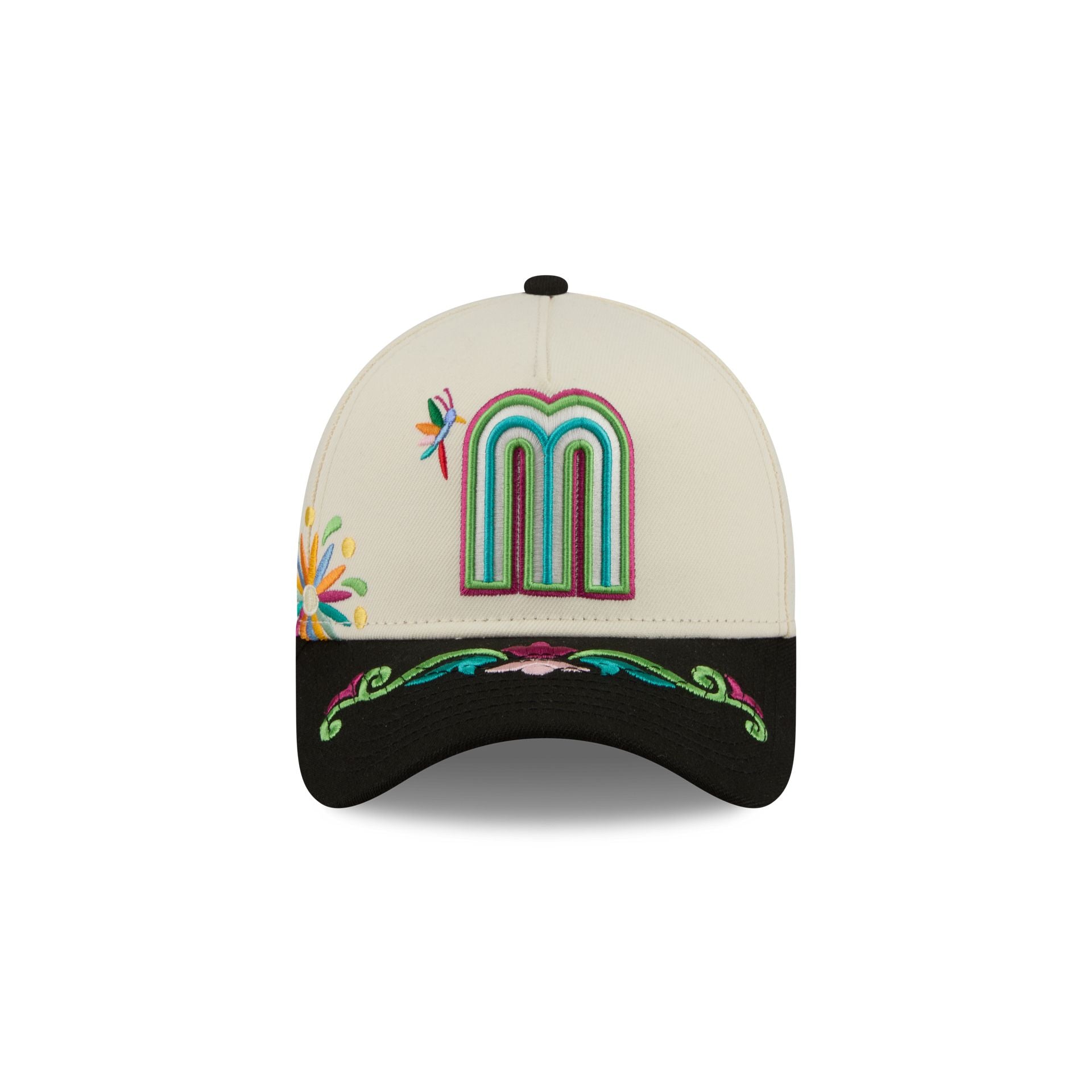 Mexico Latin Embroidery Chrome 9FORTY A-Frame Snapback Hat