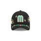 Mexico Latin Embroidery Black 9FORTY A-Frame Snapback Hat