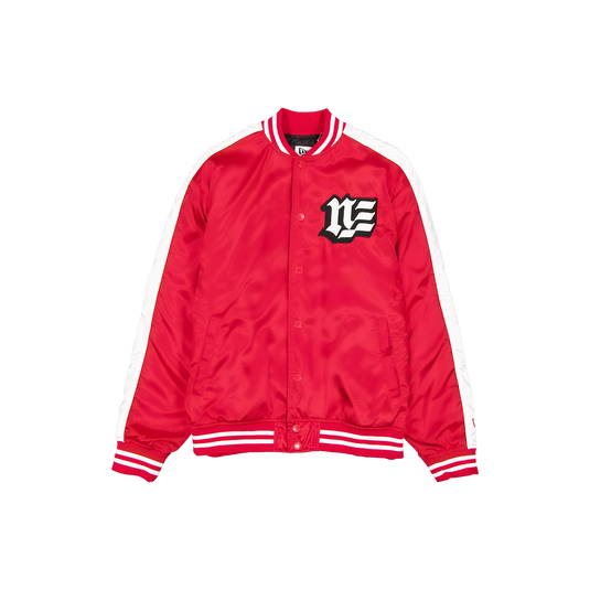 New Era Branded Front Door Red Souvenir Satin Jacket - New Era Cap