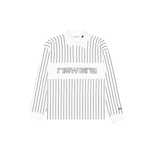 New Era Branded College White Striped Long-Sleeve Rugby Shirt - New Era Cap