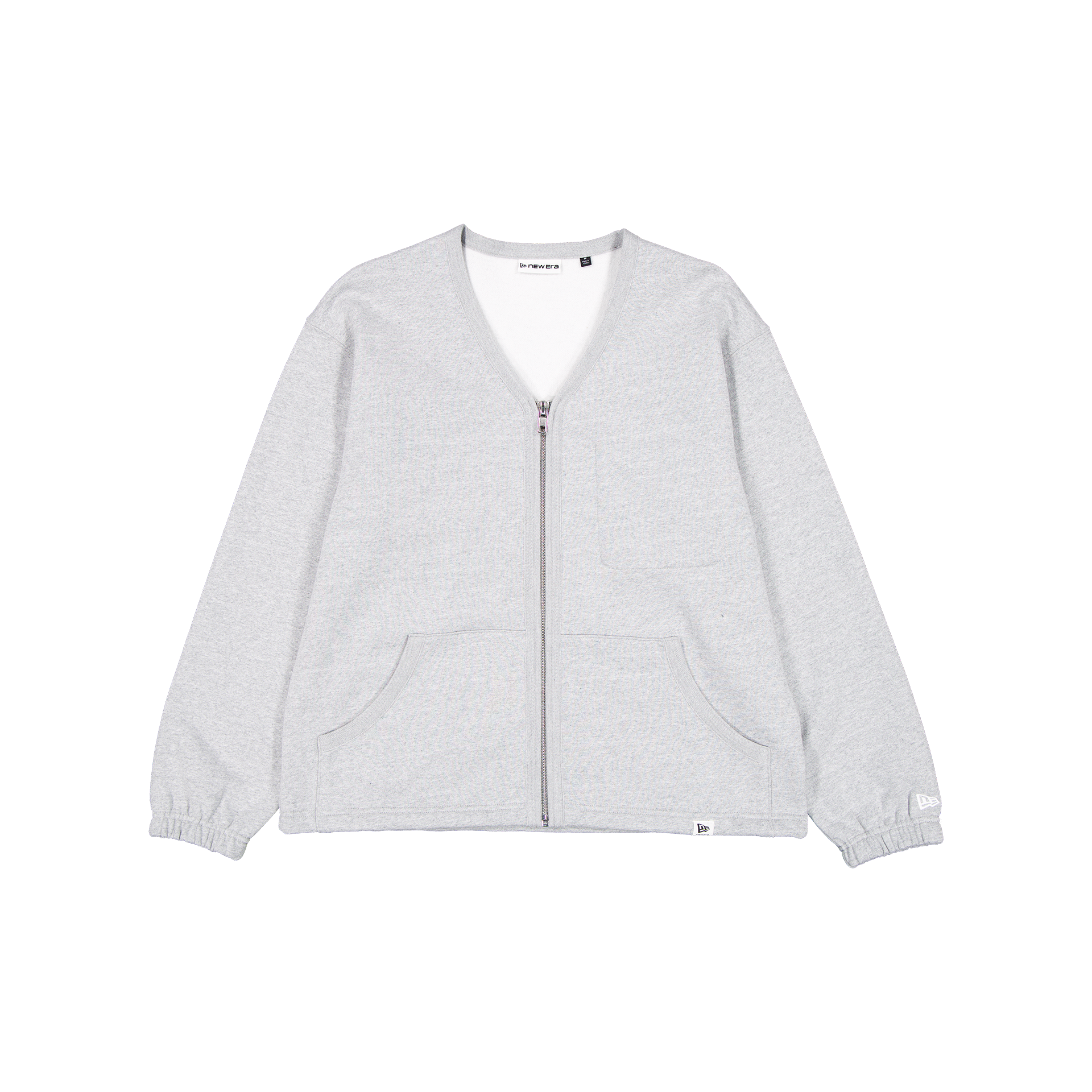 New Era Branded Heather Gray Full-Zip Cardigan