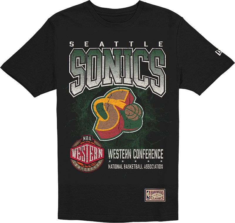 Seattle Supersonics 1975-1995 Hardwood Classics Black T-Shirt