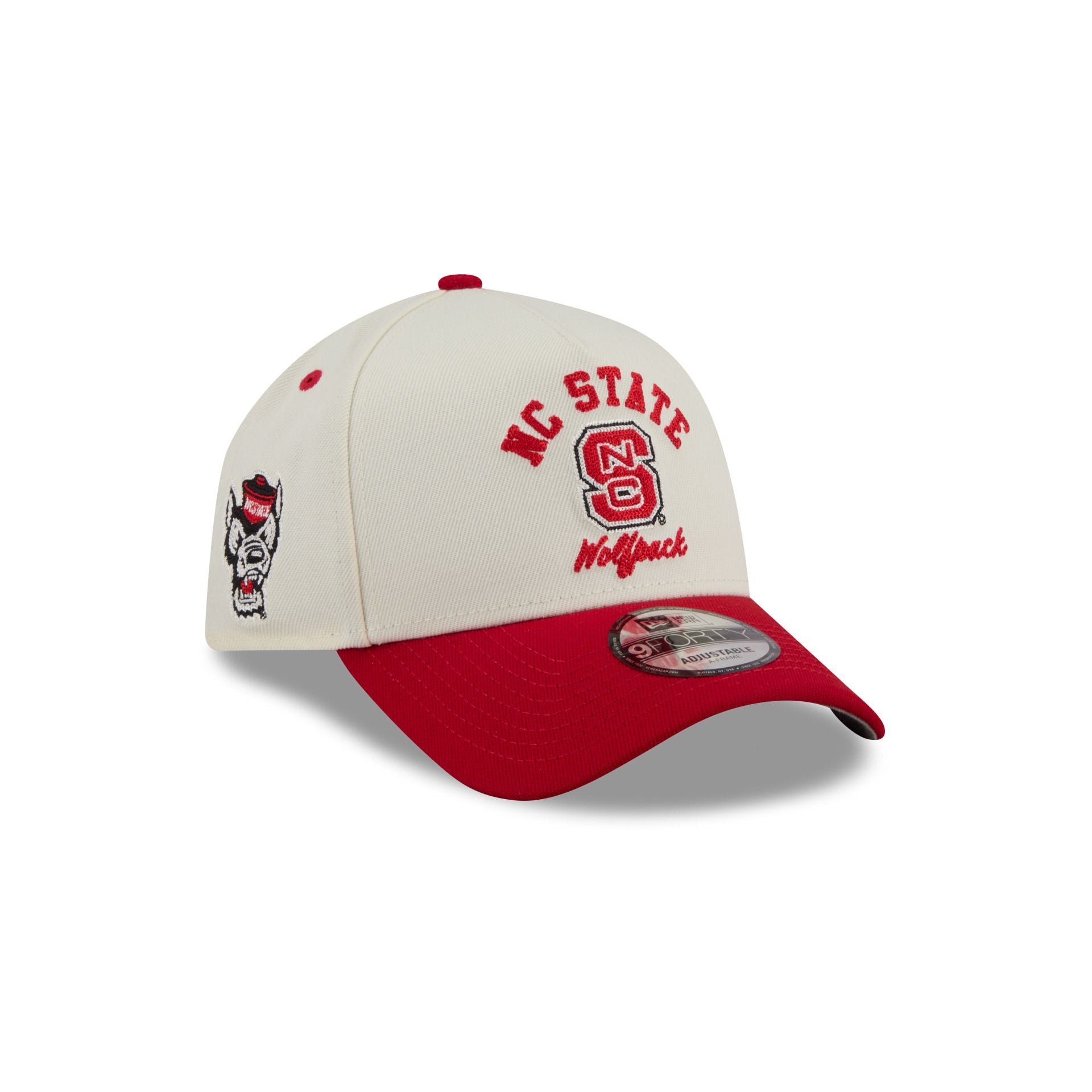 NC State Wolfpack Chrome White Arched 9FORTY A-Frame Snapback Hat