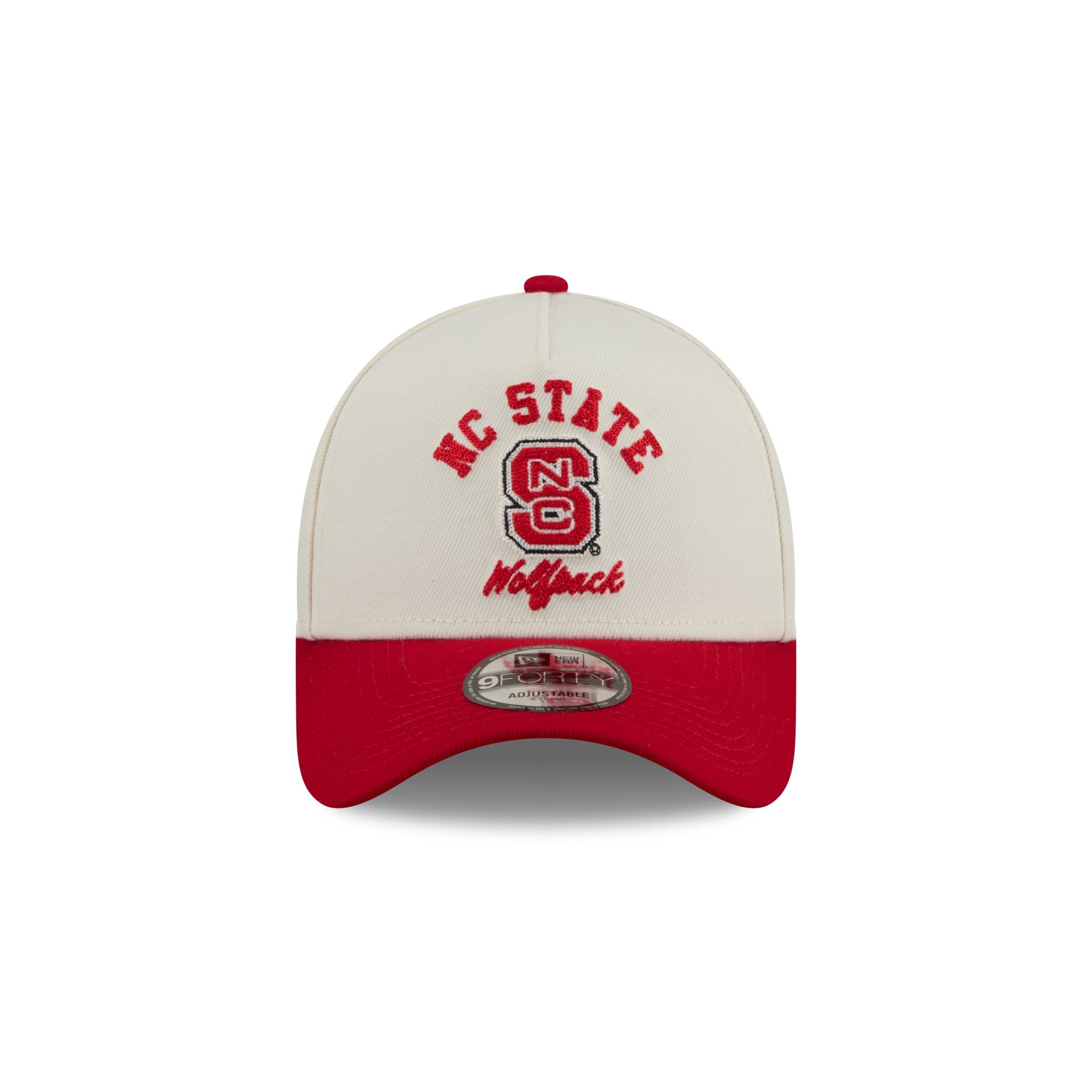 NC State Wolfpack Chrome White Arched 9FORTY A-Frame Snapback Hat
