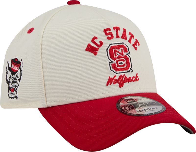 NC State Wolfpack Chrome White Arched 9FORTY A-Frame Snapback Hat