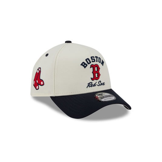 Boston Red Sox Chrome White Arched 9FORTY A-Frame Snapback Hat - New Era Cap