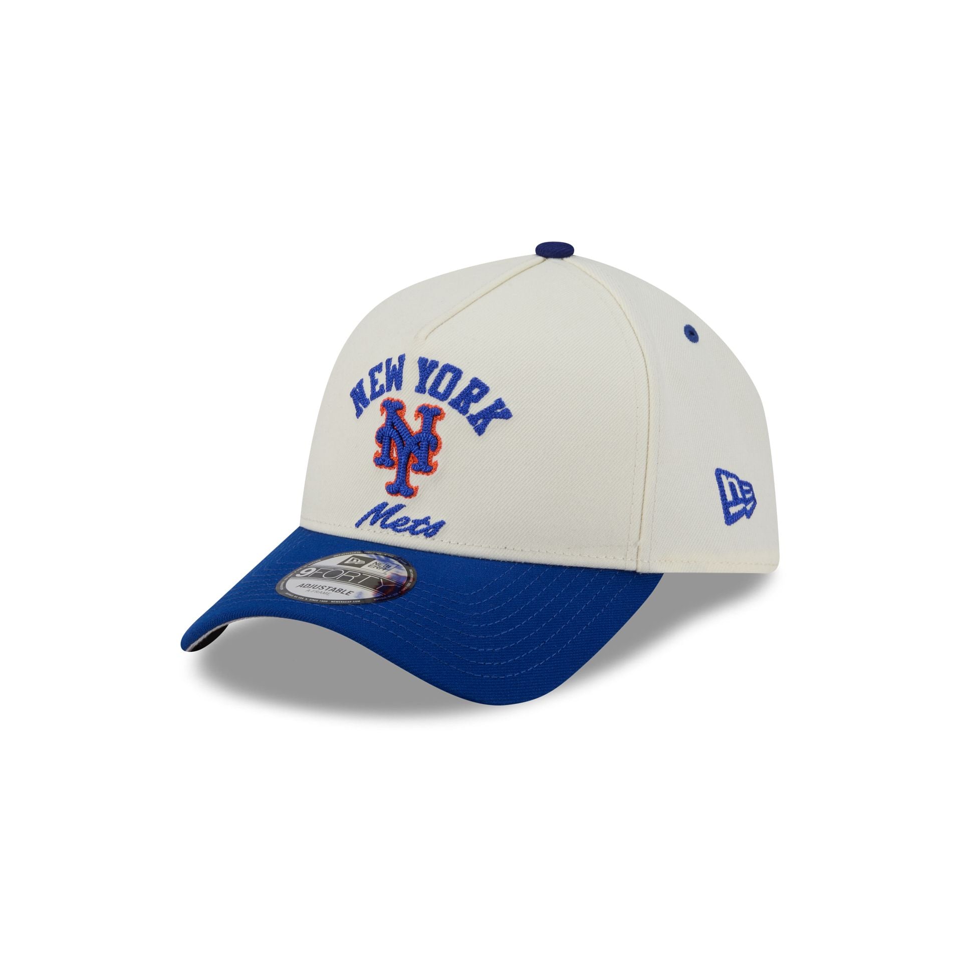 New York Mets Chrome White Arched 9FORTY A-Frame Snapback Hat