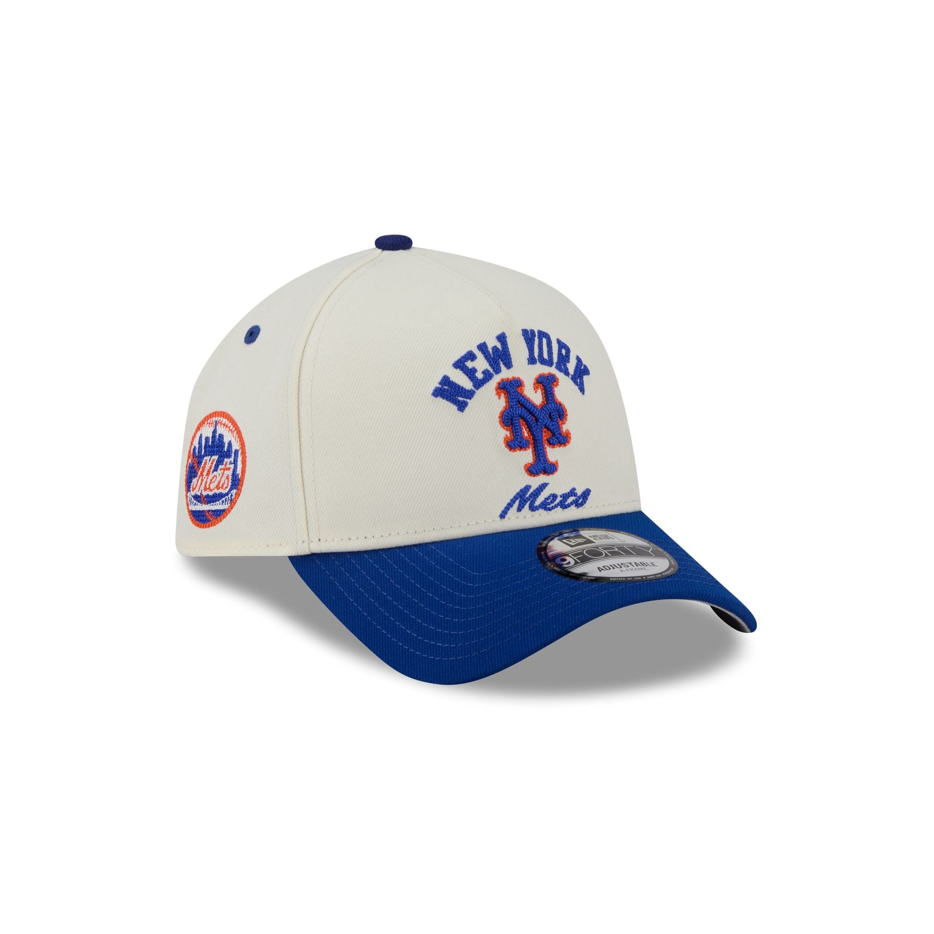 New York Mets Chrome White Arched 9FORTY A-Frame Snapback Hat