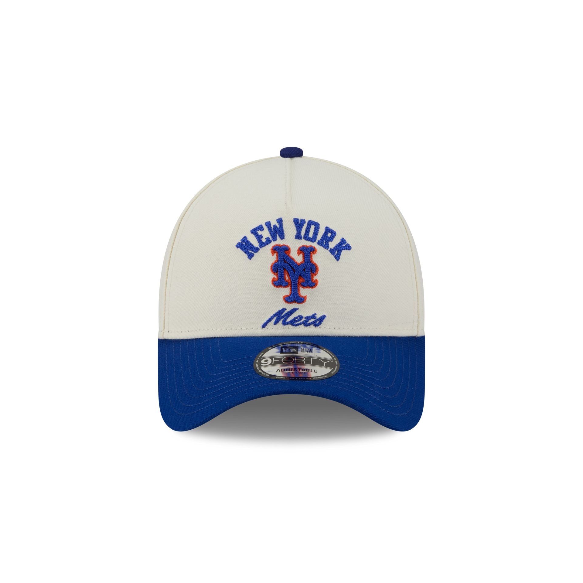 New York Mets Chrome White Arched 9FORTY A-Frame Snapback Hat