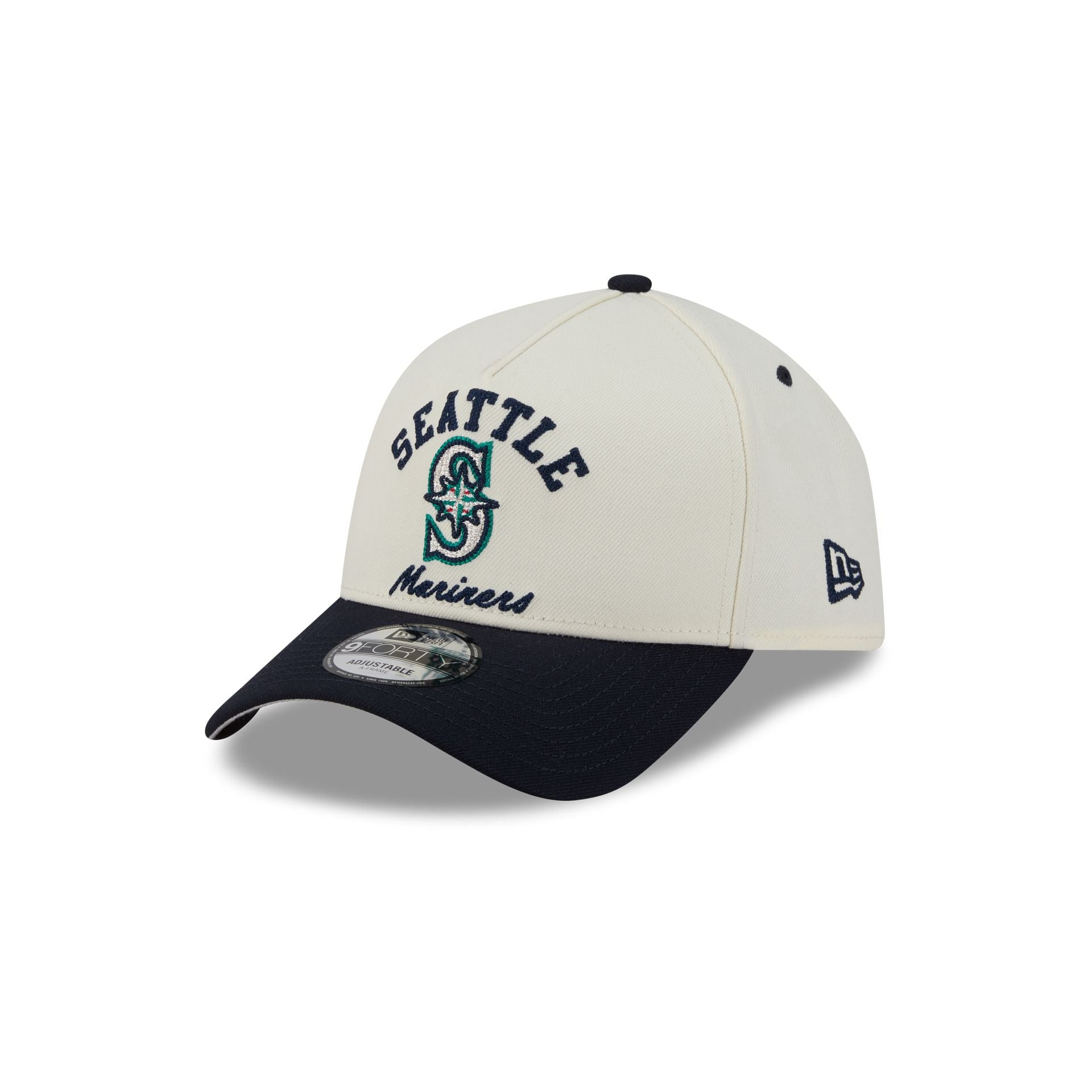 Seattle Mariners Chrome White Arched 9FORTY A-Frame Snapback Hat