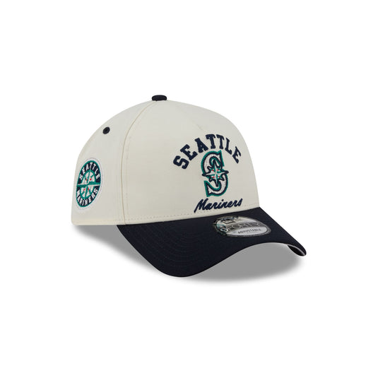 Seattle Mariners Chrome White Arched 9FORTY A-Frame Snapback Hat - New Era Cap