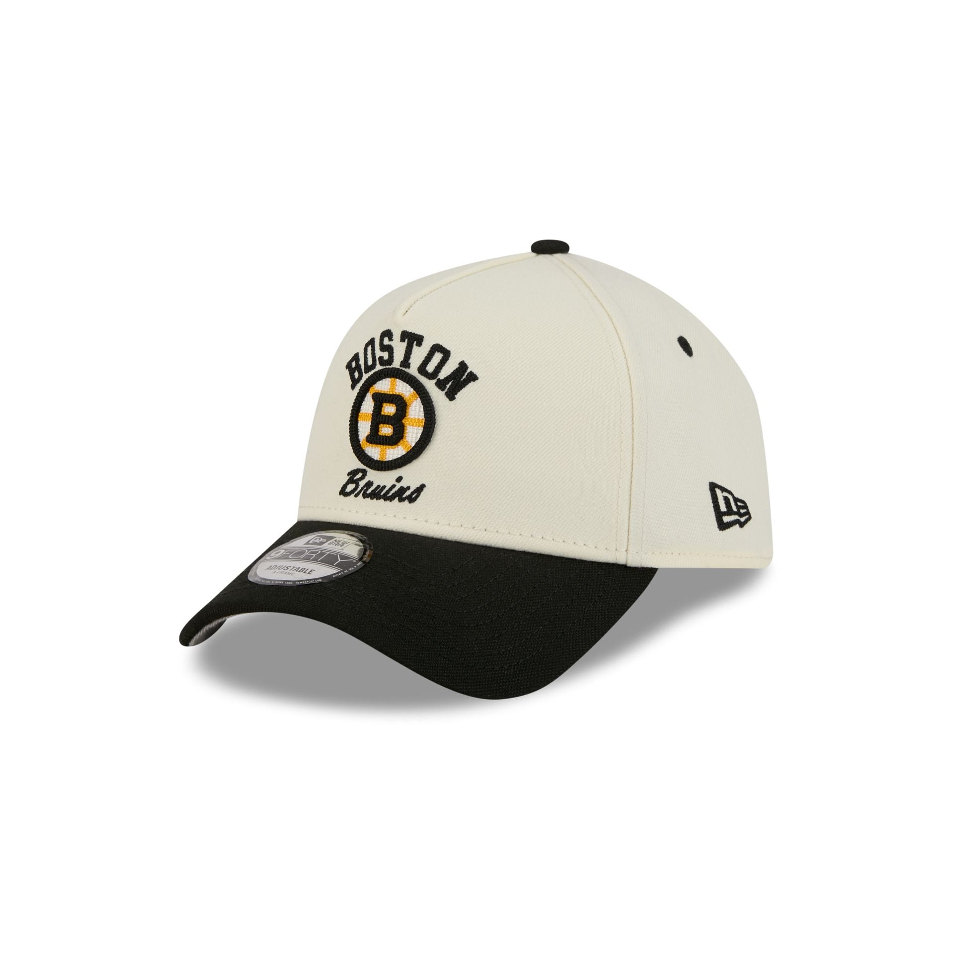 Boston Bruins Chrome White Arched 9FORTY A-Frame Snapback Hat