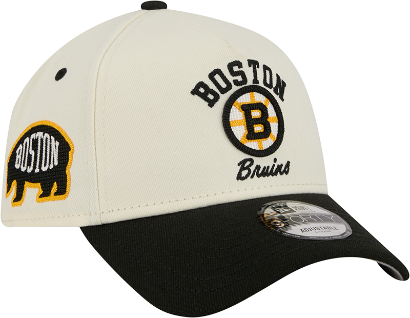 Boston Bruins Chrome White Arched 9FORTY A-Frame Snapback Hat